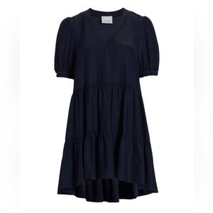 Cinq a Sept Navy Silk Tiered Dress
